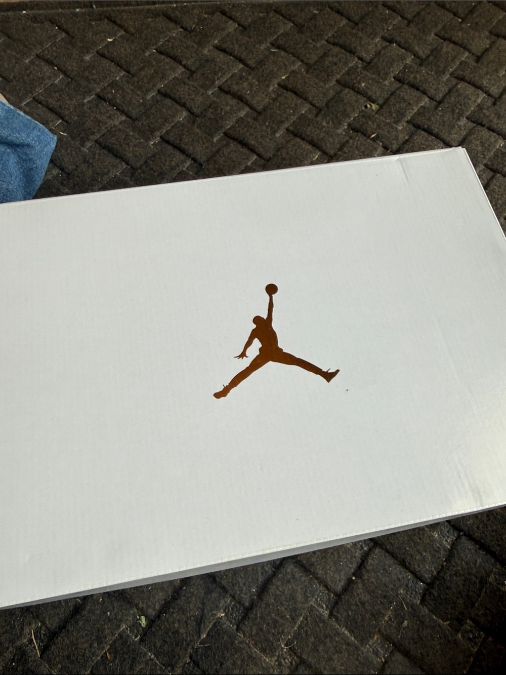 Jordan White Shoe Box with Brown Jumpman Emblem
